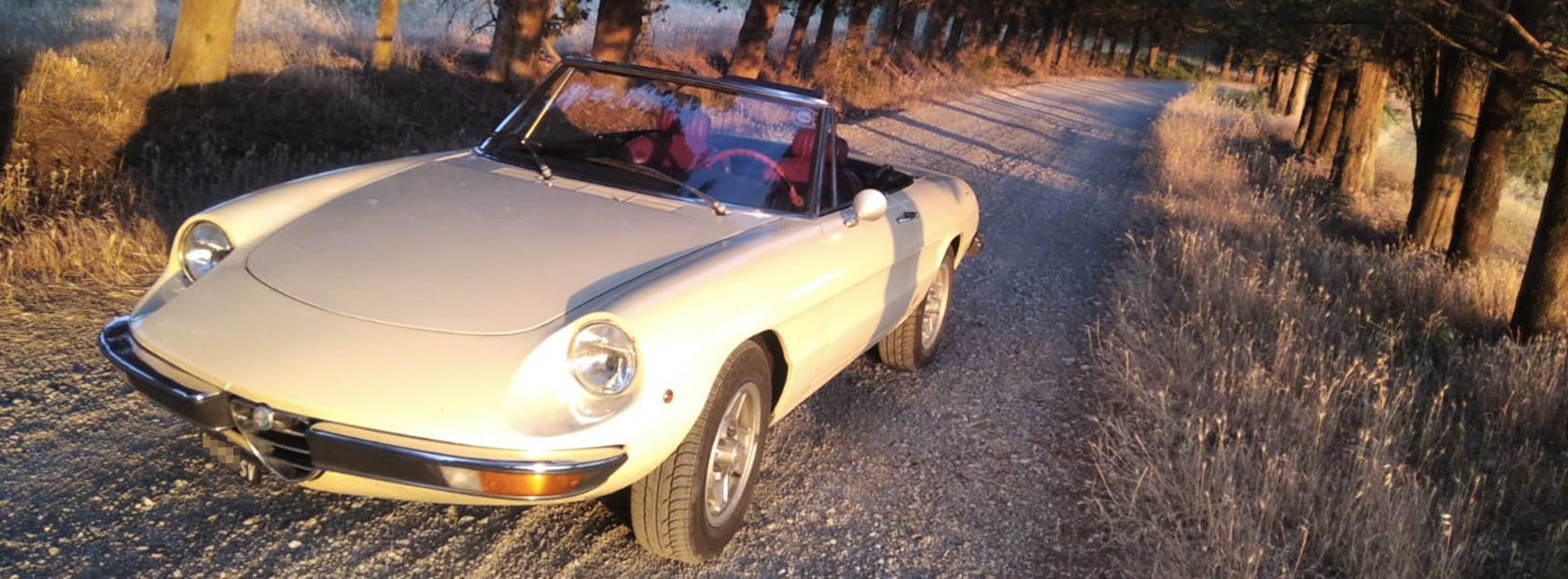 White Duetto for rent: classic car for weddings in Tuscany and Umbria