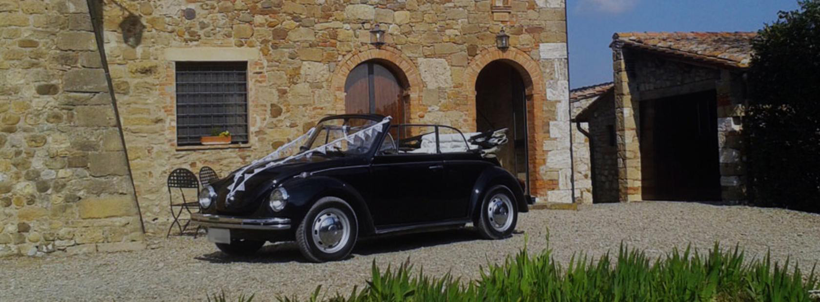 Beetle cabriolet rental for weddings and tours in Tuscany and Umbria